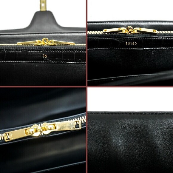 Celine handbag shoulder bag matte crocodile leather black
